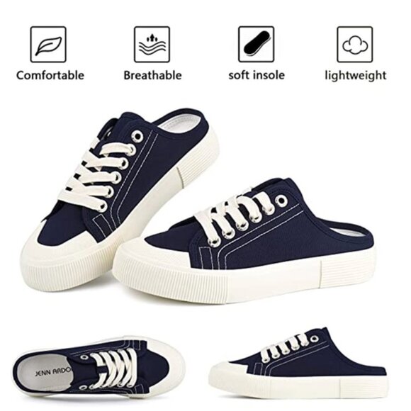 JENN ARDOR Women's Backless Canvas Mules Slip-On Lace-Up Sneakers, size 7 - Picture 4 of 14